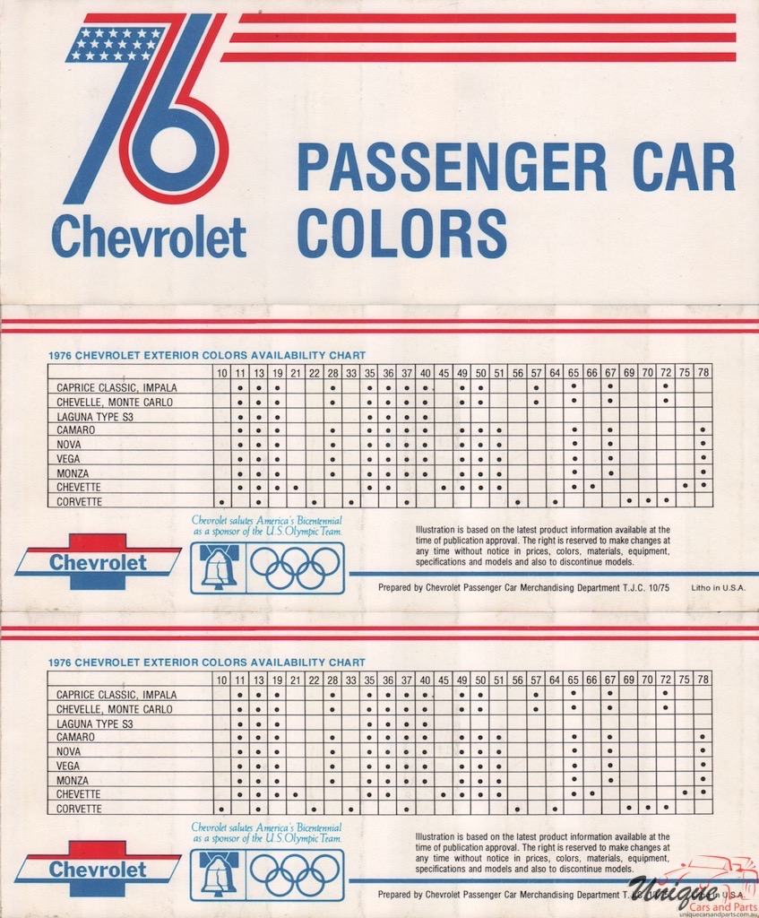 1976 Chev Paint Charts Corporate 2